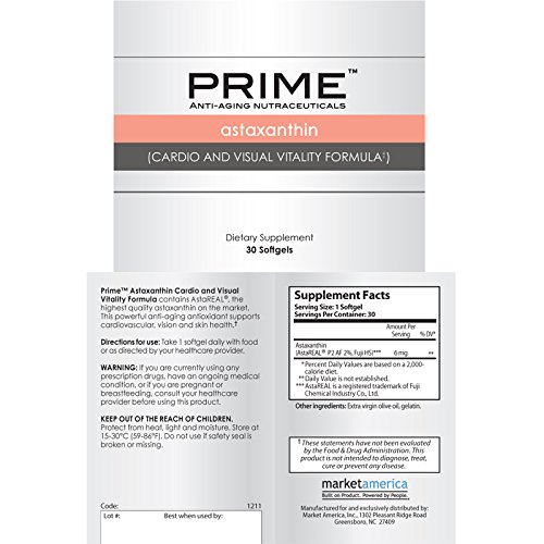 Prime Astaxanthin Cardio and Visual Vitality Formula, Anti-Aging ...