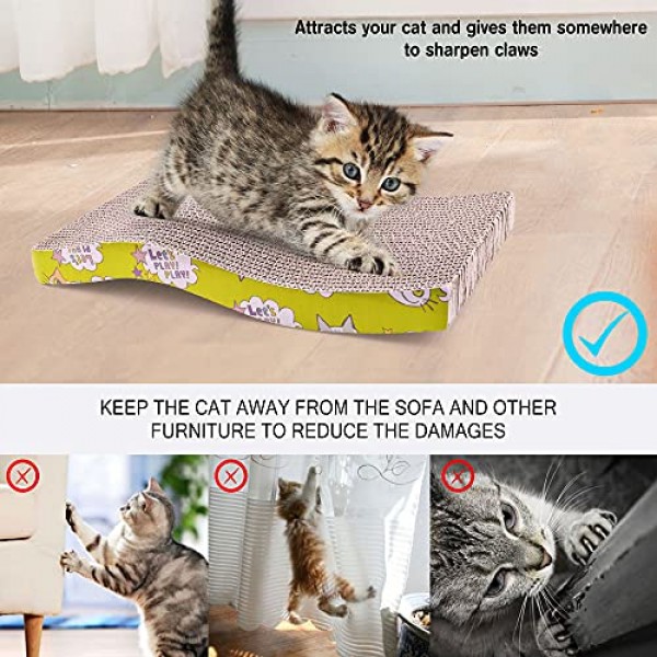2 Pack Cat Scratching Pad with Catnip, Corrugated Scratcher Cardb...