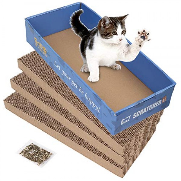 3 in 1 Cat Scratcher Cardboard, Reversible Corrugated Cat Scratch...