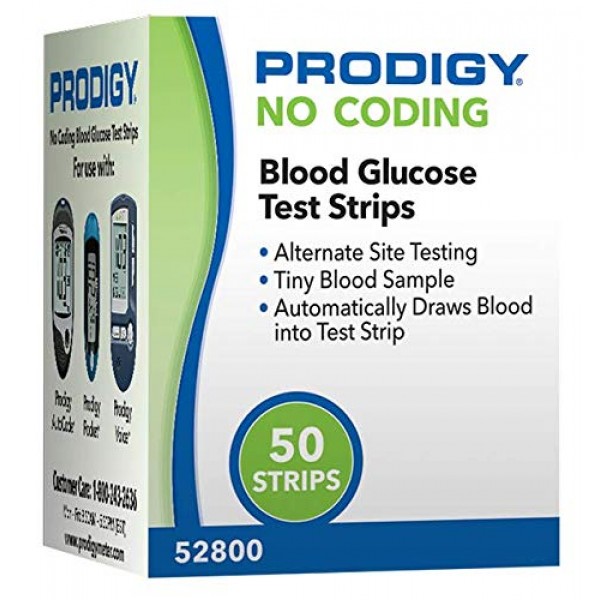 Prodigy No Coding Blood Glucose Test Strips, 100ct