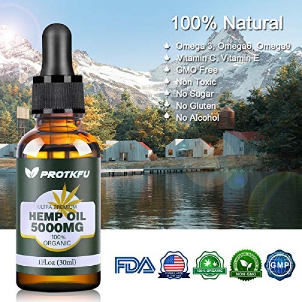 2 Pack 5000MG Hemp Oil for Pain, Anxiety & Stress Relief - 100%...