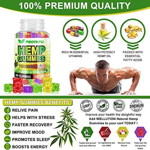 Premium Hemp Oil Gummies 100000mg 60ct by PROTKFU - Hemp Oil Infu...