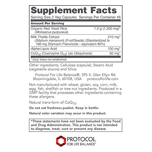 Protocol For Life Balance - Red Yeast Rice Plus 600 mg - with CoQ...