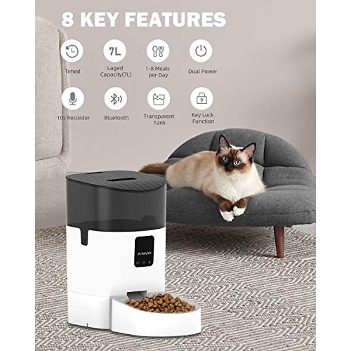 PUPSAND Automatic Cat Feeder 7L Bluetooth Dog Food Dispenser, Tim...