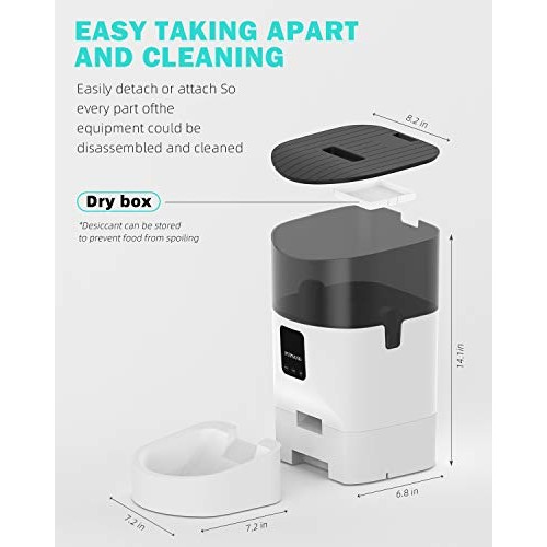 PUPSAND Automatic Cat Feeder 7L Bluetooth Dog Food Dispenser, Tim...