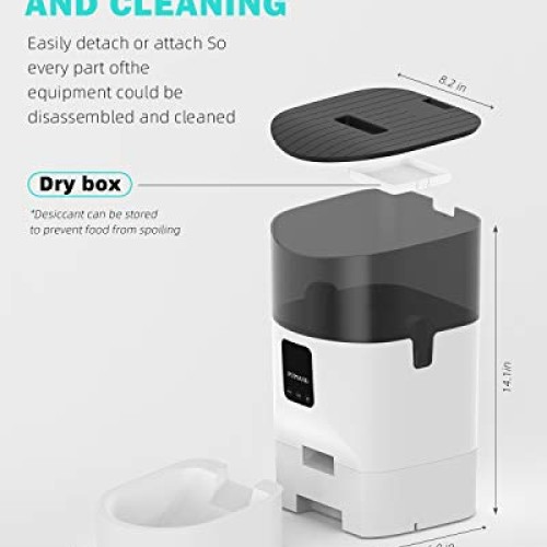 PUPSAND Automatic Cat Feeder 7L Bluetooth Dog Food Dispenser, Tim...