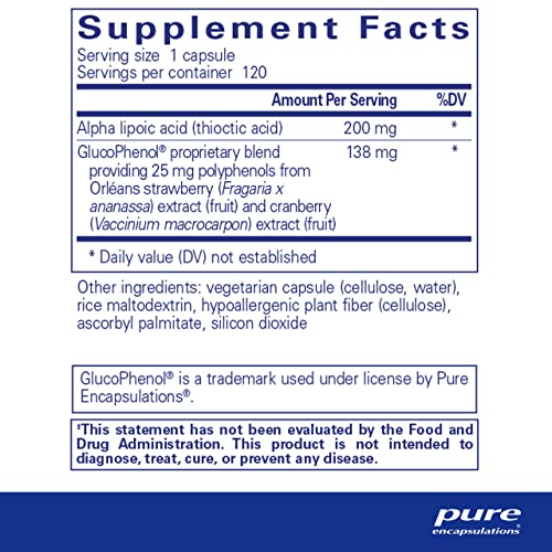 Pure Encapsulations Alpha Lipoic Acid with GlucoPhenol | ALA Supp...