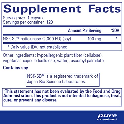 Pure Encapsulations NSK-SD | Nattokinase 100 mg | Enzymes to Prom...