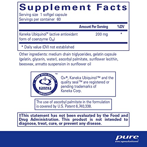 Pure Encapsulations Ubiquinol-QH 200 mg | Active Form of CoQ10 to...