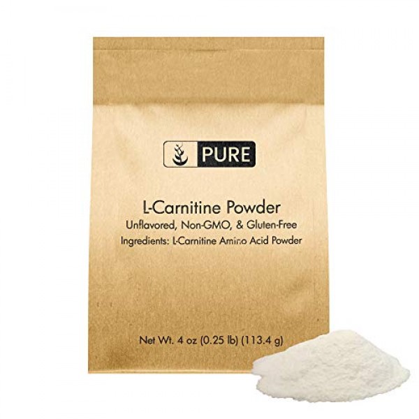 100% L-Carnitine Powder, 4 oz, 500 mg Serving, Gluten-Free, Non-G...