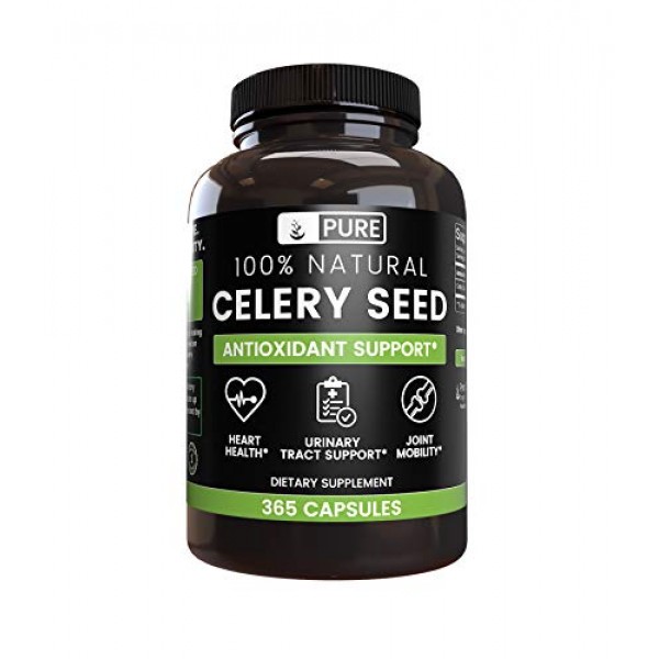 100% Natural Celery Seed, 630mg, 6 Month Supply, No Rice Filler o...