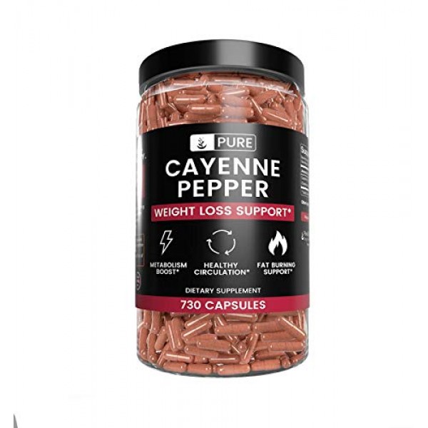 100% Pure Cayenne Pepper, 8 Month Supply, 730 Capsules, No Magnes...