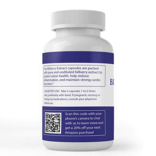 Bilberry Extract 100 Capsules Natural Extract, Blood Sugar & Ci...