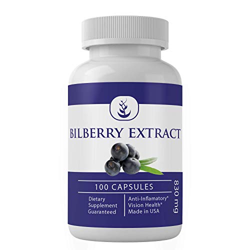 Bilberry Extract 100 Capsules Natural Extract, Blood Sugar & Ci...