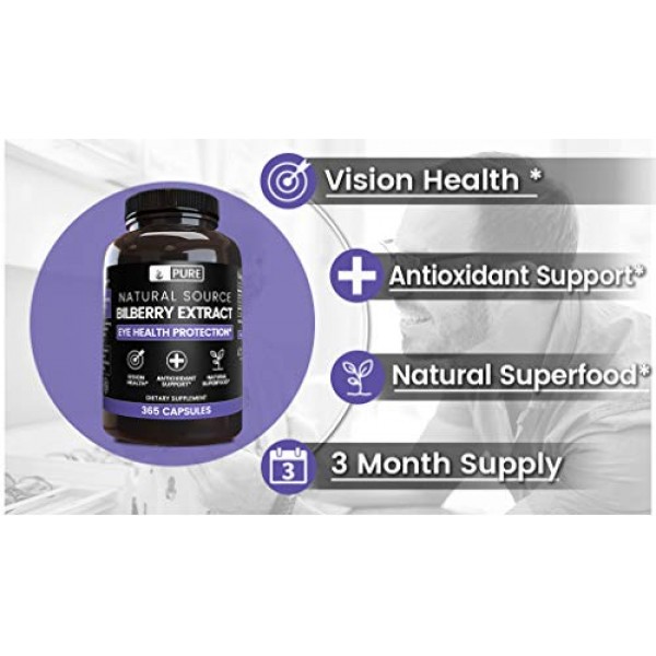 Bilberry Extract 365 Capsules Natural Extract, Vision Support*
