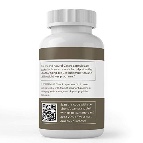 Cacao Cocoa Powder 100 Capsules Cardiovascular Health, Antio...