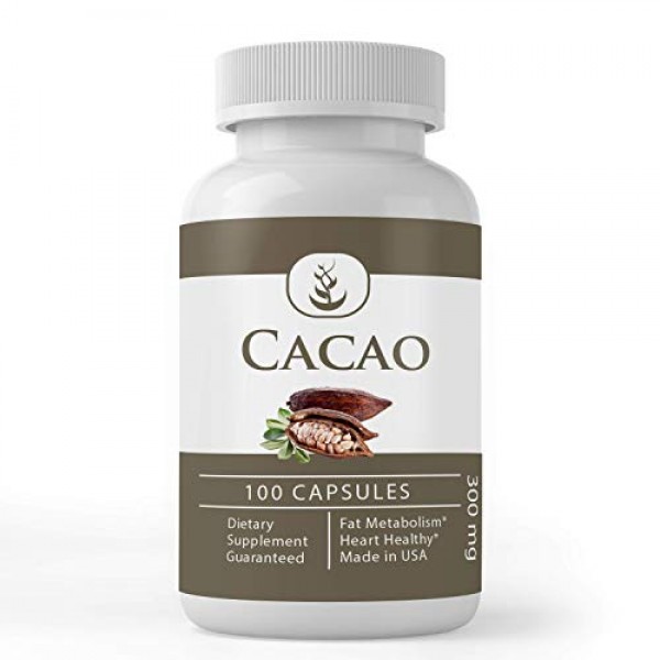 Cacao Cocoa Powder 100 Capsules Cardiovascular Health, Antio...