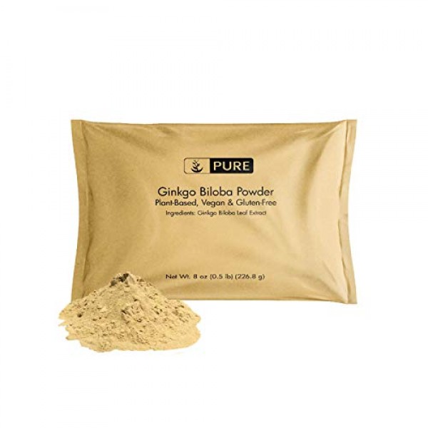 Ginkgo Biloba Powder 8 oz by Pure Ingredients, 100% Natural, Im...