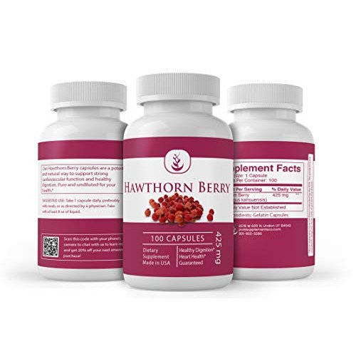 Hawthorn Berry Extract, 100 Capsules, 425mg Serving, Energy Boost...