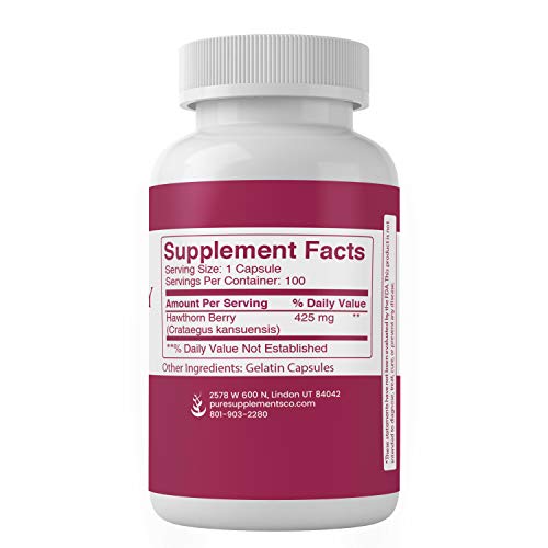 Hawthorn Berry Extract, 100 Capsules, 425mg Serving, Energy Boost...