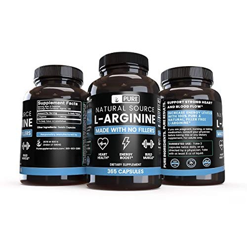 L-Arginine 365 Capsules 6 Month Supply, Nitric Oxide Precursor