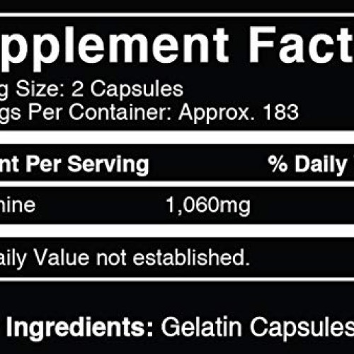 L-Arginine 365 Capsules 6 Month Supply, Nitric Oxide Precursor