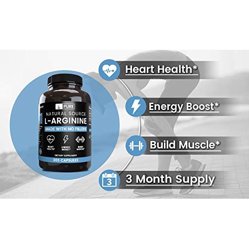L-Arginine 365 Capsules 6 Month Supply, Nitric Oxide Precursor