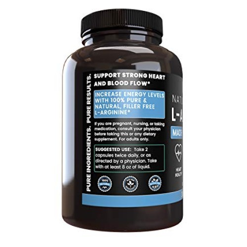 L-Arginine 365 Capsules 6 Month Supply, Nitric Oxide Precursor