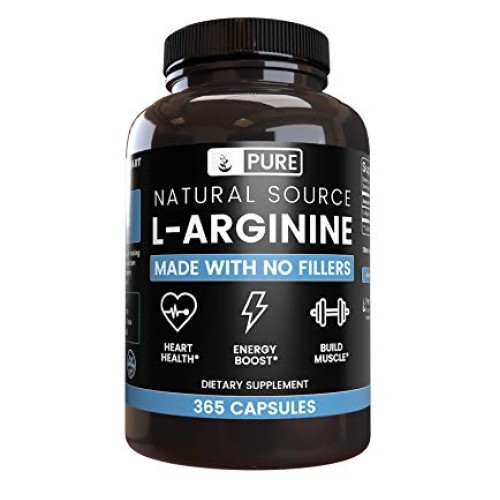 L-Arginine 365 Capsules 6 Month Supply, Nitric Oxide Precursor