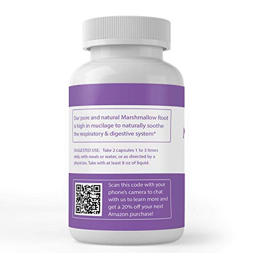 Marshmallow Root 100 Capsules Naturally High in Mucilage, Sooth...