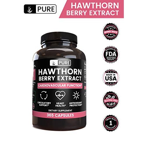 Natural Hawthorn Berry Extract, 365 Capsules, 4 Month Supply, No ...