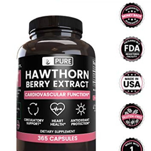 Natural Hawthorn Berry Extract, 365 Capsules, 4 Month Supply, No ...
