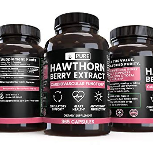 Natural Hawthorn Berry Extract, 365 Capsules, 4 Month Supply, No ...