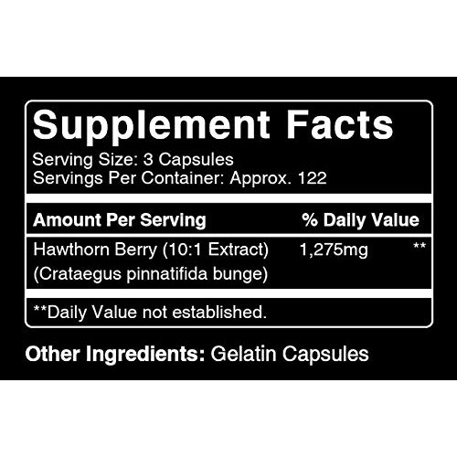 Natural Hawthorn Berry Extract, 365 Capsules, 4 Month Supply, No ...