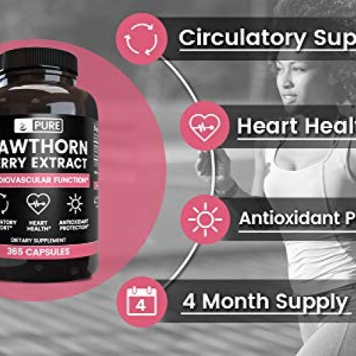 Natural Hawthorn Berry Extract, 365 Capsules, 4 Month Supply, No ...