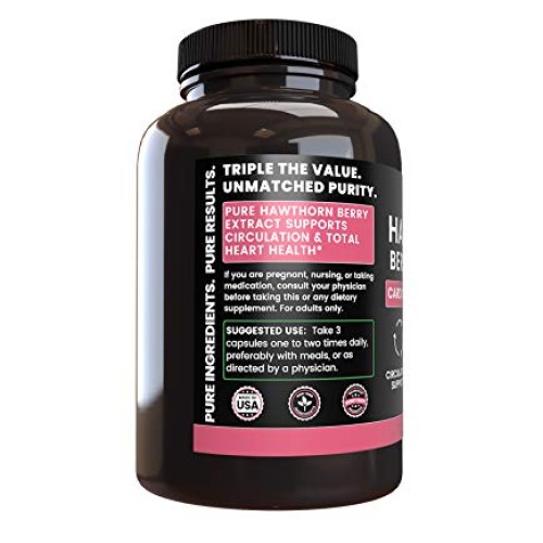 Natural Hawthorn Berry Extract, 365 Capsules, 4 Month Supply, No ...