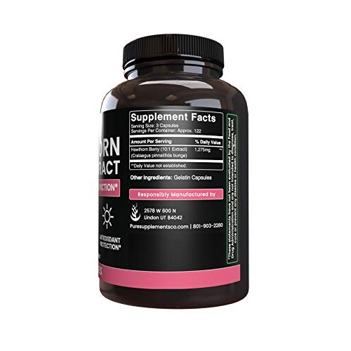 Natural Hawthorn Berry Extract, 365 Capsules, 4 Month Supply, No ...