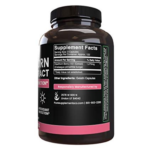Natural Hawthorn Berry Extract, 365 Capsules, 4 Month Supply, No ...