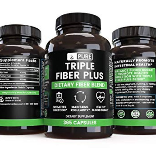 Natural Triple Fiber Plus, 365 Capsules, 70-Day Supply, No Steara...