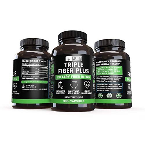 Natural Triple Fiber Plus, 365 Capsules, 70-Day Supply, No Steara...