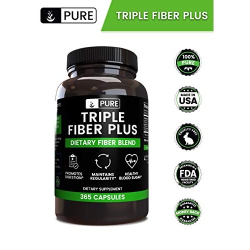 Natural Triple Fiber Plus, 365 Capsules, 70-Day Supply, No Steara...