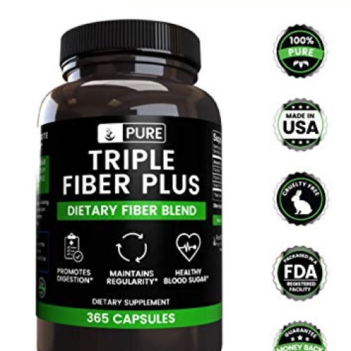 Natural Triple Fiber Plus, 365 Capsules, 70-Day Supply, No Steara...