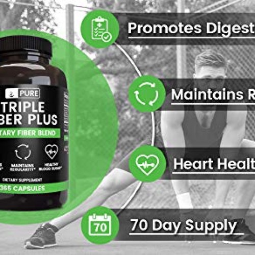 Natural Triple Fiber Plus, 365 Capsules, 70-Day Supply, No Steara...