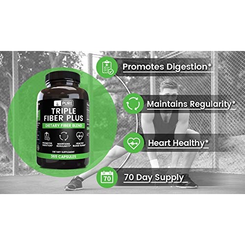Natural Triple Fiber Plus, 365 Capsules, 70-Day Supply, No Steara...