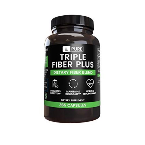 Natural Triple Fiber Plus, 365 Capsules, 70-Day Supply, No Steara...
