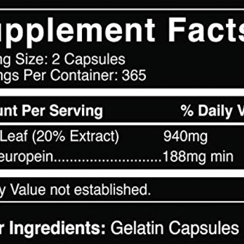 Olive Leaf, 730 Capsules, 940mg, No Magnesium or Rice Filler, Non...