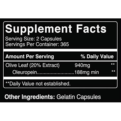 Olive Leaf, 730 Capsules, 940mg, No Magnesium or Rice Filler, Non...