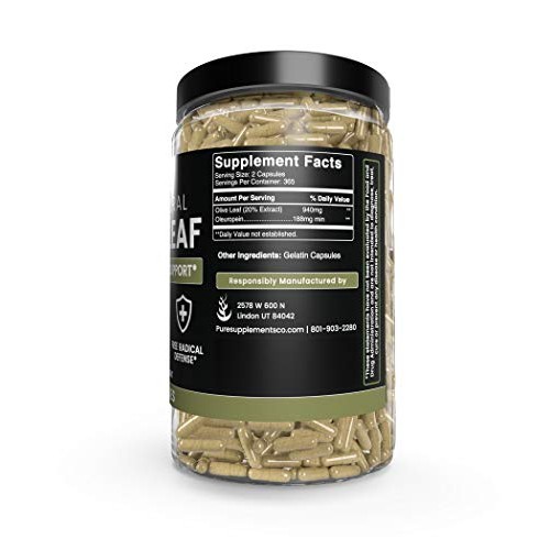 Olive Leaf, 730 Capsules, 940mg, No Magnesium or Rice Filler, Non...