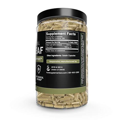 Olive Leaf, 730 Capsules, 940mg, No Magnesium or Rice Filler, Non...