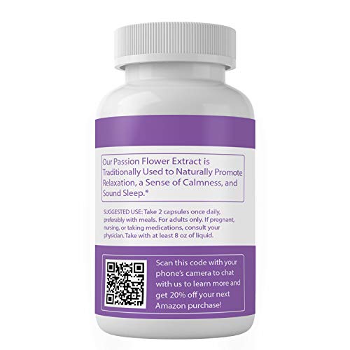Passion Flower Extract 100 Capsules 100% Prue, Non-GMO, Relaxat...